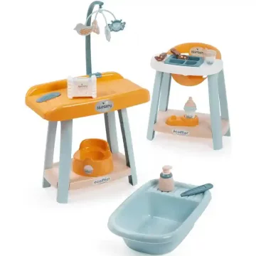  Écoiffier Nursery etetőszék, babakád és pelenkázóasztal játékbabáknak