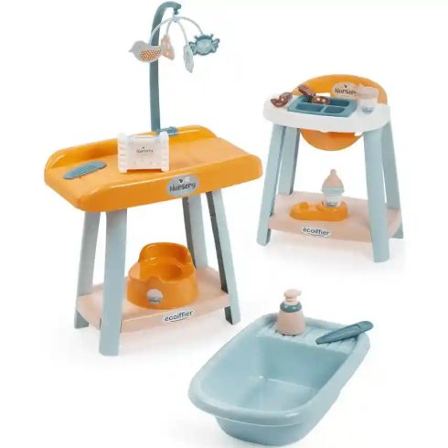 Écoiffier Nursery etetőszék, babakád és pelenkázóasztal játékbabáknak