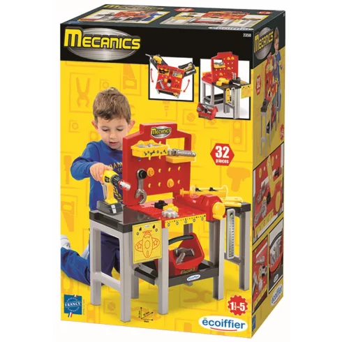 Écoiffier Mecanics 2350 Játék barkácsasztal 32 kiegészítővel