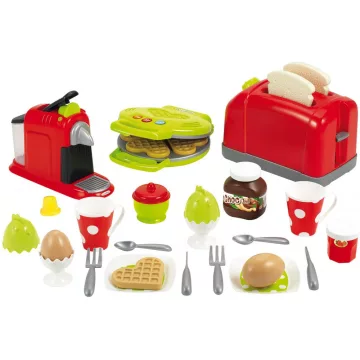   Écoiffier 100% Chef 2647 Játék reggeliző készlet kenyérpirítóval, kávéfőzővel és gofrisütővel
