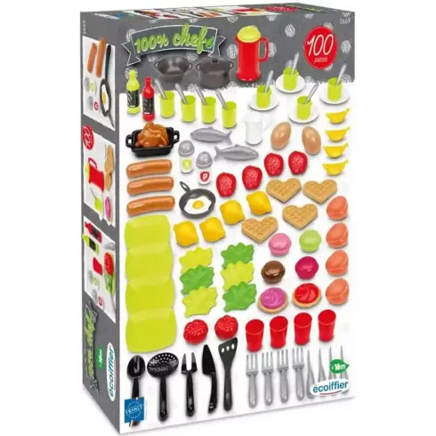 Écoiffier 100% Chef 100 részes játék élelmiszerkészlet