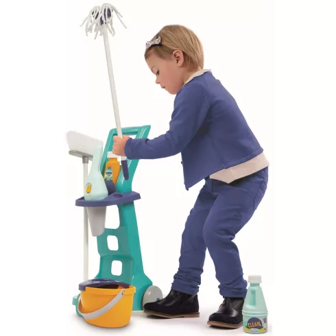 Écoiffier Clean Home Játék gurulós takarítókocsi morzsaporszívóval
