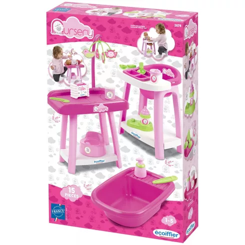 Écoiffier Nursery 2878 Etetőszék, babakád és pelenkázóasztal játékbabáknak