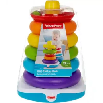   Mattel Fisher-Price - Óriás színes gyűrűpiramis – 38 cm-es játék torony babáknak