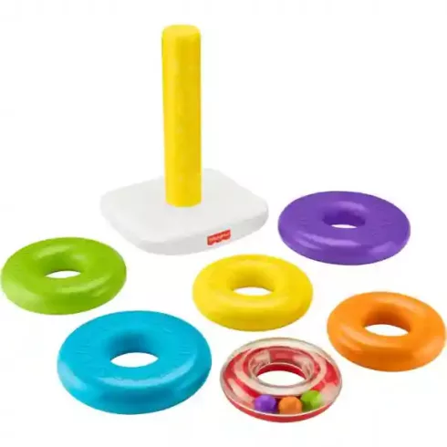 Mattel Fisher-Price - Óriás színes gyűrűpiramis – 38 cm-es játék torony babáknak