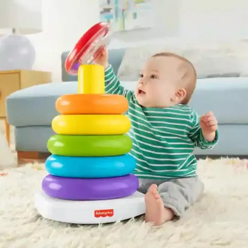 Mattel Fisher-Price - Óriás színes gyűrűpiramis – 38 cm-es játék torony babáknak
