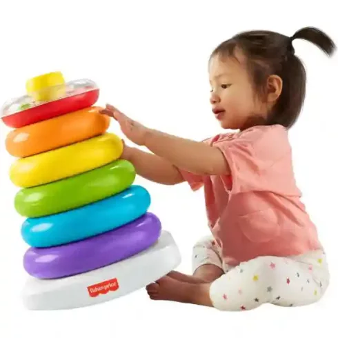 Mattel Fisher-Price - Óriás színes gyűrűpiramis – 38 cm-es játék torony babáknak