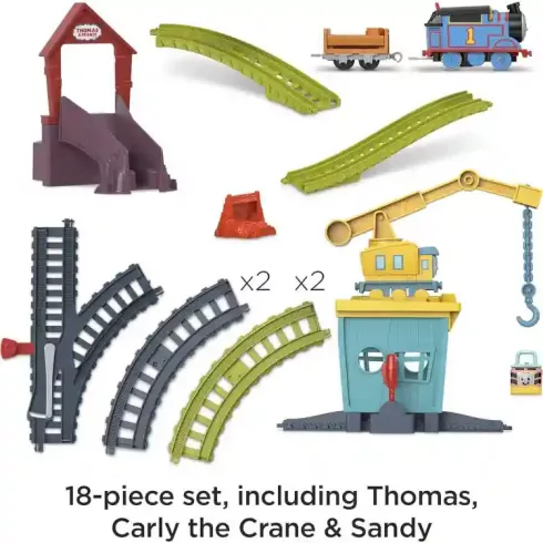 Mattel Fisher-Price - Thomas, a gőzmozdony: motorizált vonatszett sínpályával és daruval