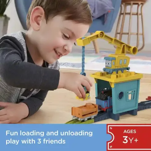 Mattel Fisher-Price - Thomas, a gőzmozdony: motorizált vonatszett sínpályával és daruval