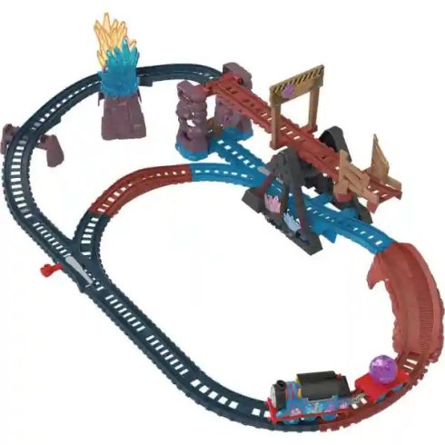 Mattel Fisher-Price - Thomas, a gőzmozdony: Motorizált kristálybarlang vonatszett billenőhíddal