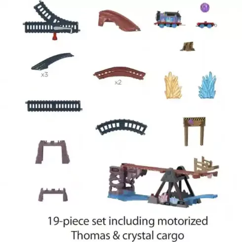 Mattel Fisher-Price - Thomas, a gőzmozdony: Motorizált kristálybarlang vonatszett billenőhíddal