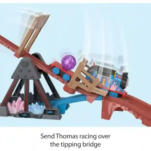 Mattel Fisher-Price - Thomas, a gőzmozdony: Motorizált kristálybarlang vonatszett billenőhíddal