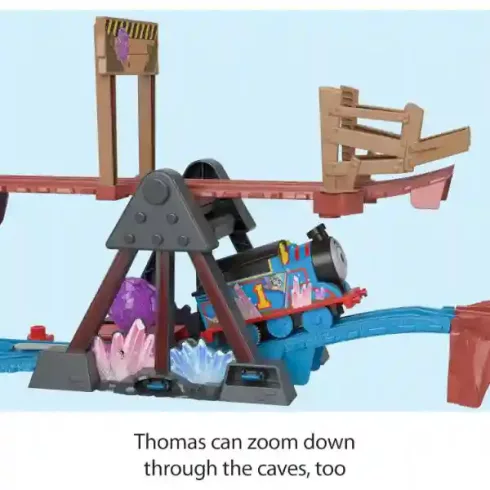 Mattel Fisher-Price - Thomas, a gőzmozdony: Motorizált kristálybarlang vonatszett billenőhíddal