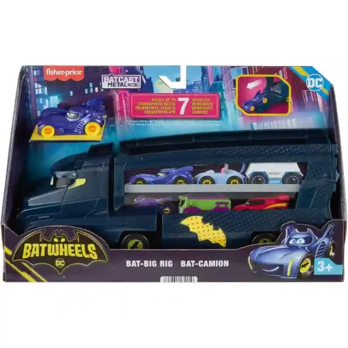 Mattel Fisher-Price Batman - Batwheels autószállító kamion Batmobile kisautóval, DC Super Friends