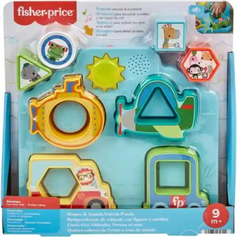 Mattel Fisher-Price - 2 az 1-ben interaktív járműves puzzle és formaberakó