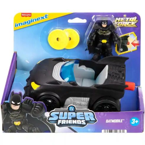 Mattel Fisher-Price Batman - Batmobile autó Batman figurával és kilövővel, DC Super Friends