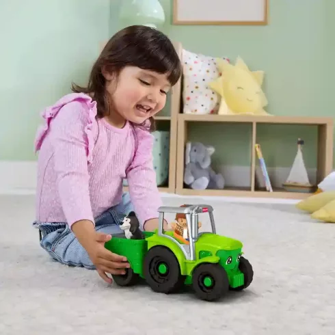 Mattel Fisher-Price Little People interaktív traktor pótkocsival és figurákkal