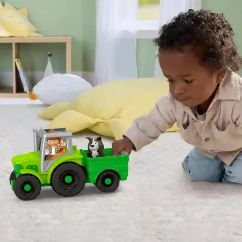 Mattel Fisher-Price Little People interaktív traktor pótkocsival és figurákkal