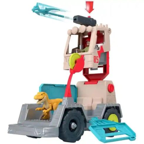 Mattel Fisher-Price Jurassic World - Átalakuló elfogó autó dinóval és figurával