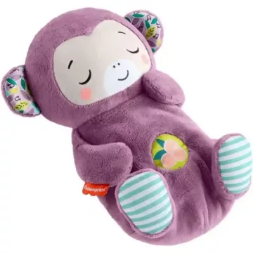   Mattel Fisher-Price - Interaktív szunyókáló lila plüss majom hanggal és mozgással