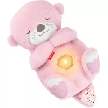   Mattel Fisher-Price - Interaktív szunyókáló rózsaszín plüss vidra hanggal és mozgással