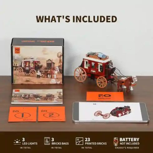 Funwhole Western postakocsi fénnyel építőjáték