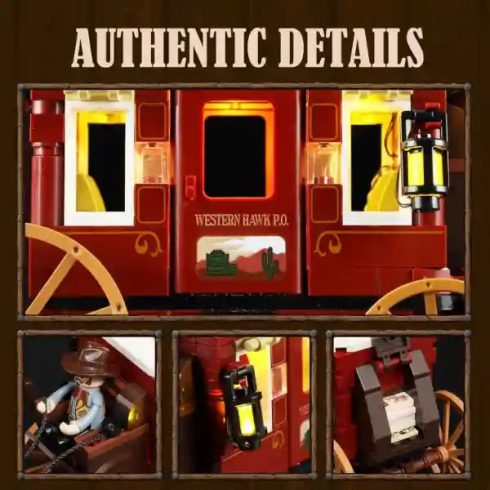 Funwhole Western postakocsi fénnyel építőjáték