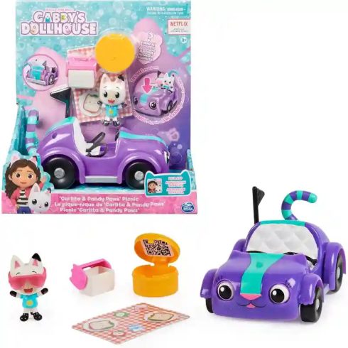 Gabi babaháza: Carlita autó Pandi figurával, Gabby"s Dollhouse