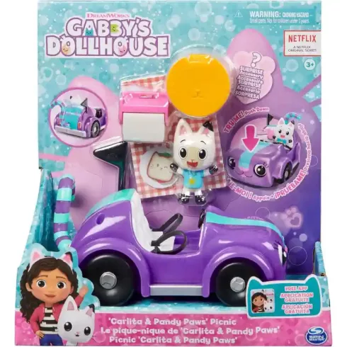 Gabi babaháza: Carlita autó Pandi figurával, Gabby's Dollhouse