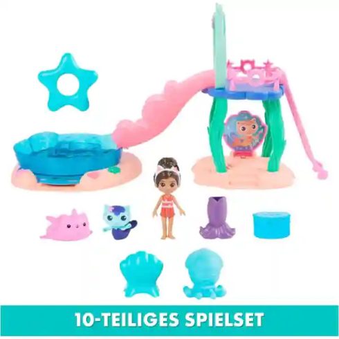 Gabi babaháza: Medencés parti Gabi és Szirénke figurákkal, Gabby's Dollhouse