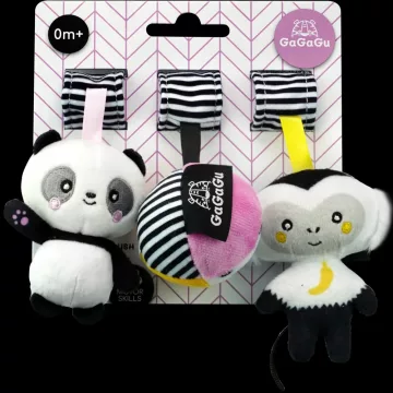 GaGaGu plüss lógó szett: majom, panda, labda