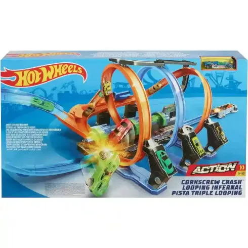 Mattel Hot Wheels dugóhúzó motorizált pályakészlet kisautóval