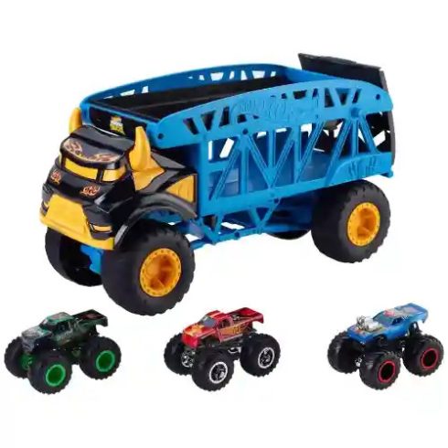 Mattel Hot Wheels Monster Trucks szállító kamion 3db autóval (csomagolássérült)