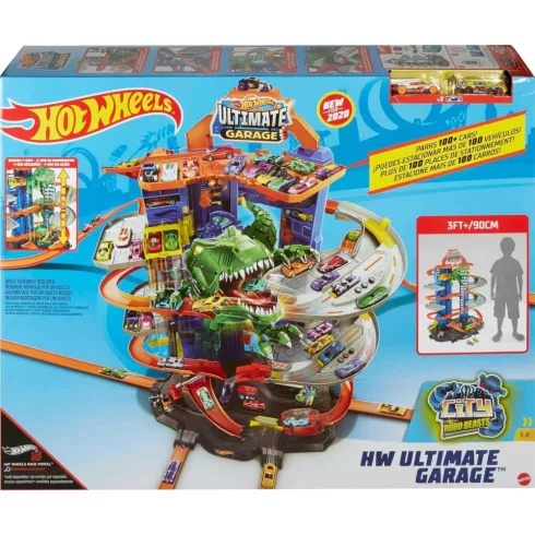 Mattel Hot Wheels T-Rex ultimate garázs kisautókkal