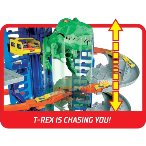 Mattel Hot Wheels T-Rex ultimate garázs kisautókkal