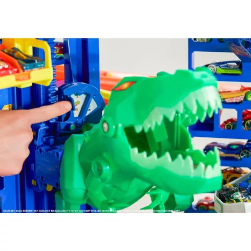 Mattel Hot Wheels T-Rex ultimate garázs kisautókkal