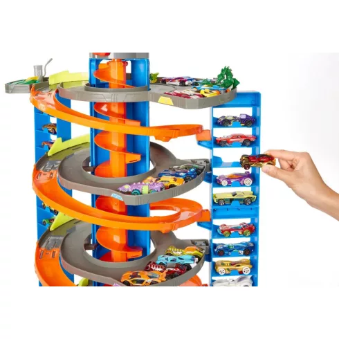 Mattel Hot Wheels GTT95 Mega garázs kisautóval
