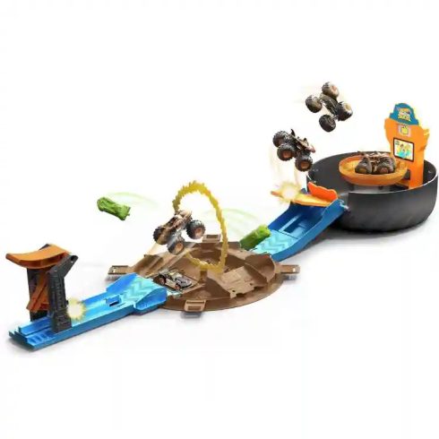 Mattel Hot Wheels Monster Trucks kaszkadőr kerék játékszett 2db autóval