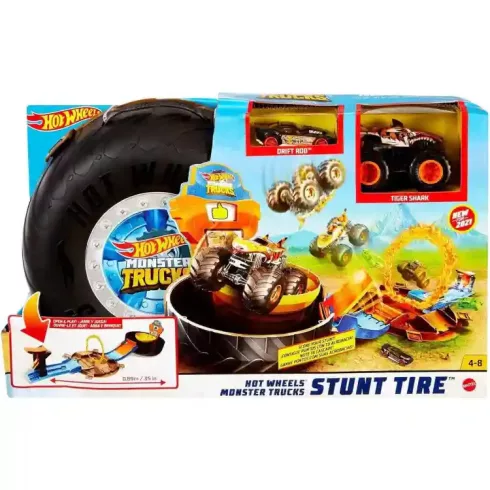 Mattel Hot Wheels Monster Trucks kaszkadőr kerék játékszett 2db autóval