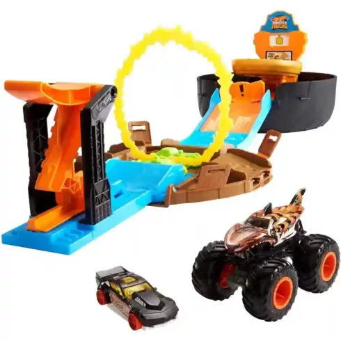 Mattel Hot Wheels Monster Trucks kaszkadőr kerék játékszett 2db autóval