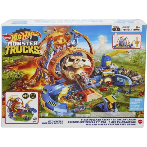 Mattel Hot Wheels Monster Truck T-Rex óriás vulkán aréna fénnyel és hanggal