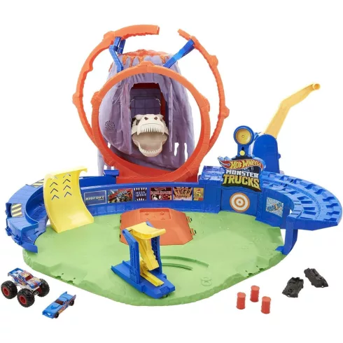 Mattel Hot Wheels Monster Truck T-Rex óriás vulkán aréna fénnyel és hanggal