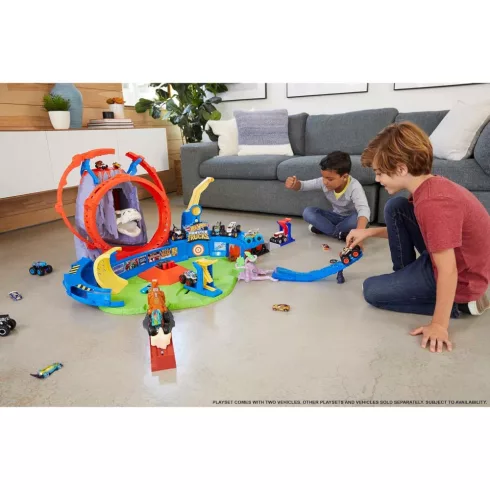 Mattel Hot Wheels Monster Truck T-Rex óriás vulkán aréna fénnyel és hanggal