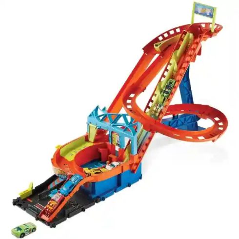 Mattel Hot Wheels hullámvasút motorizált versenypálya, 5db kisautóval