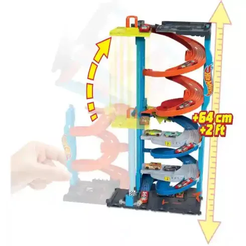 Mattel Hot Wheels 2 az 1-ben átalakítható versenytorony kisautóval (csomagolássérült)