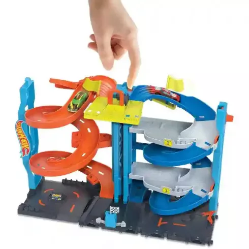 Mattel Hot Wheels 2 az 1-ben átalakítható versenytorony kisautóval (csomagolássérült)
