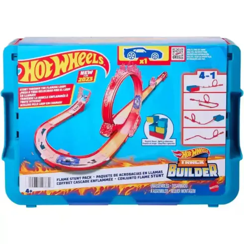 Mattel Hot Wheels 4 az 1-ben kaszkadőrmutatványok a lángok között dobozban pályakészlet