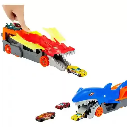 Mattel Hot Wheels autófaló cápa és sárkány kilövő 10db kisautóval