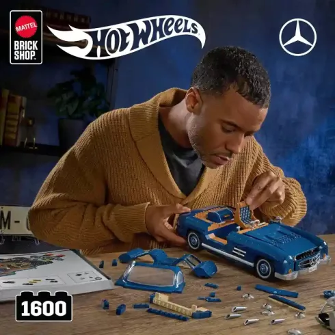 Mattel Brick Shop Hot Wheels Premium Mercedes-Benz 300 SL építőjáték kisautóval