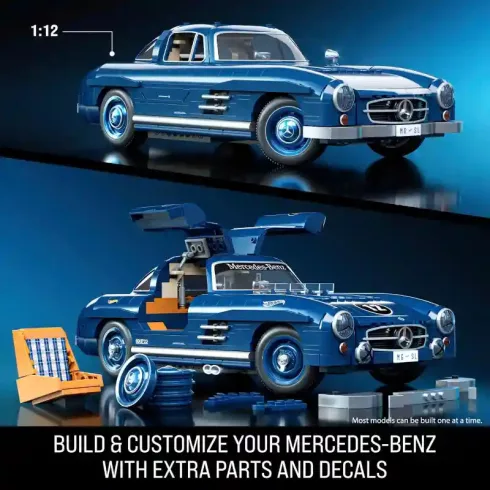 Mattel Brick Shop Hot Wheels Premium Mercedes-Benz 300 SL építőjáték kisautóval